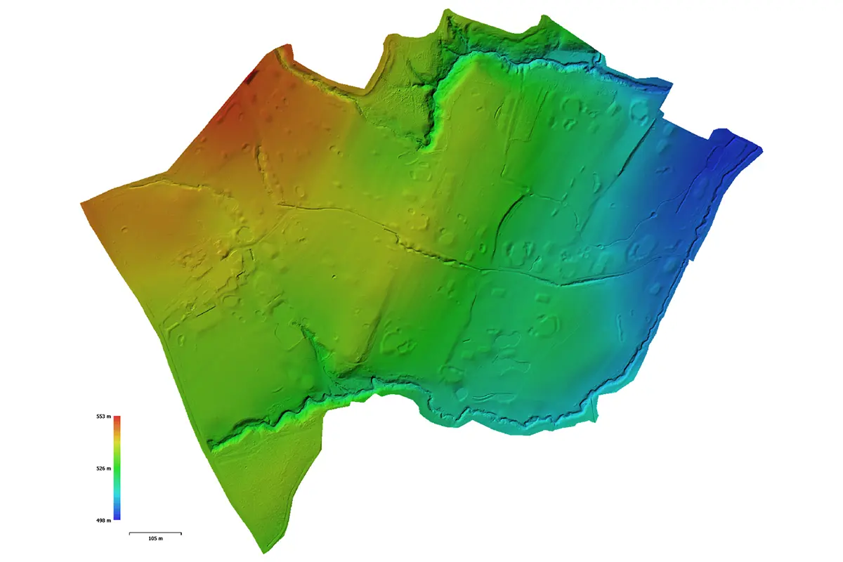 Digitales Geländemodell (DGM): farbkodierte Höhen Digitales Geländemodell (DGM) als farbkodierte Höhenkarte mit Reliefdarstellung