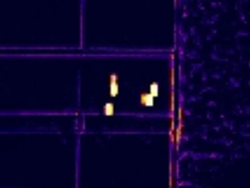Thermografie: Hotspots und Temperaturanomalien Thermografieaufnahme mit Hotspots als Temperaturanomalien auf einem PV-Modul
